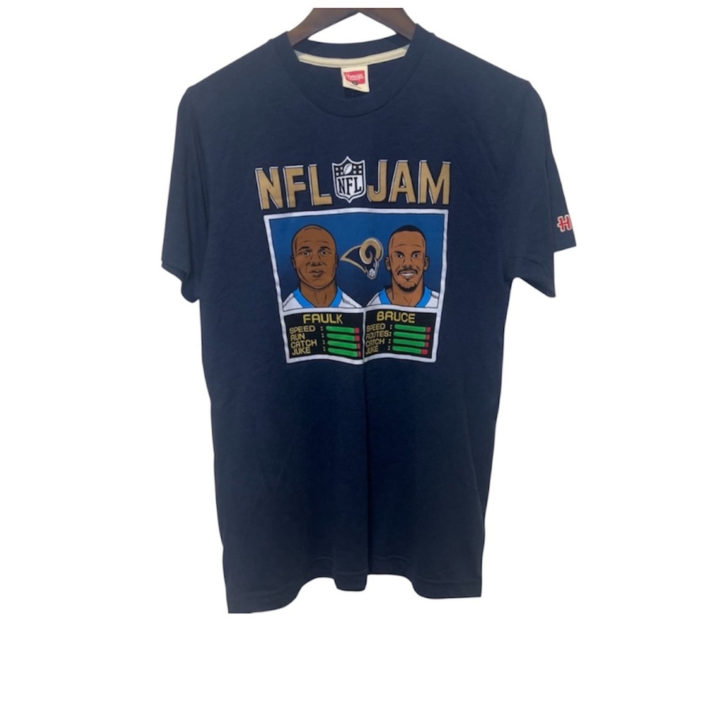 Homage Mens Small Los Angeles Rams NFL Jam Retired T-shirt Bruce & Faulk